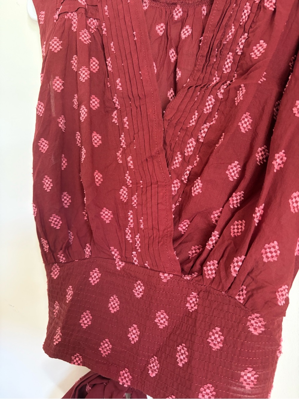 Anthropologie Burgundy Printed Smocked-Waist Sleeveless Tank - Picture 8 of 8
